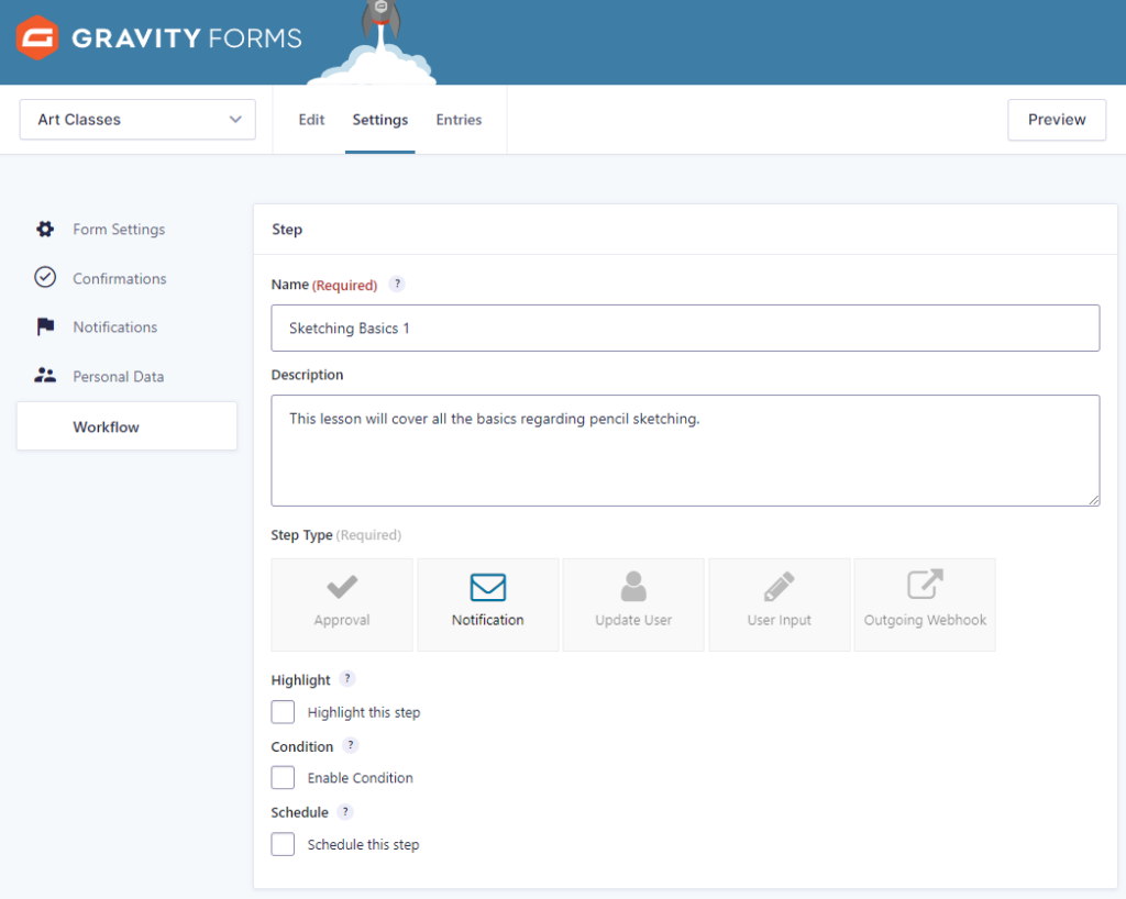 Configuring workflow settings