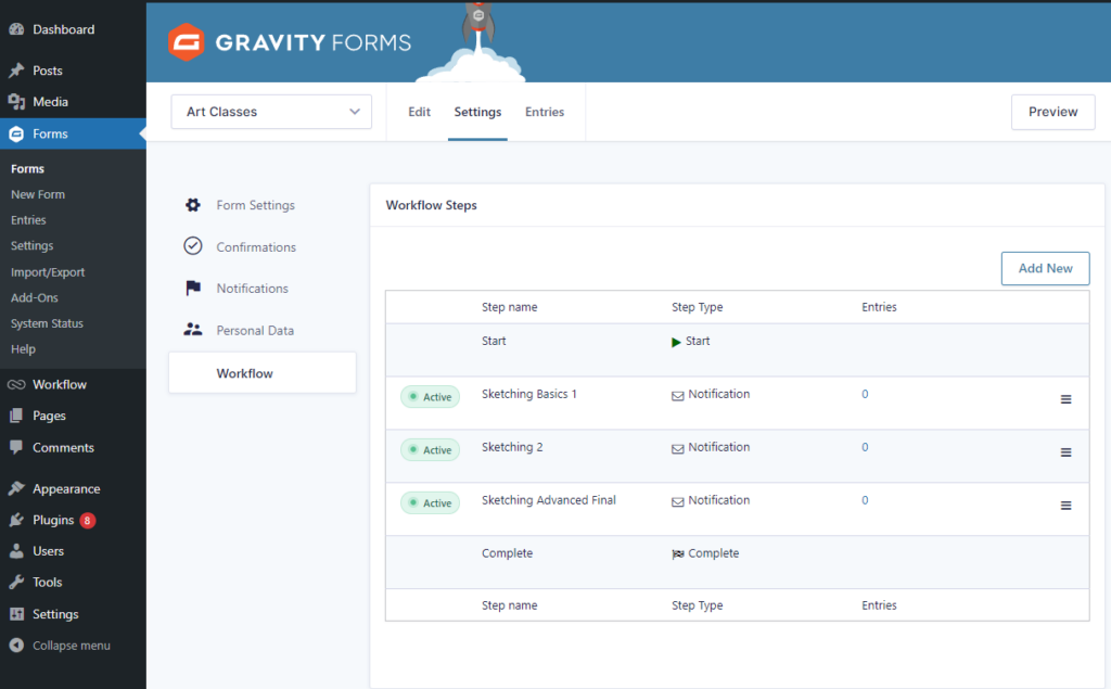 Workflow steps in Gravity Flow