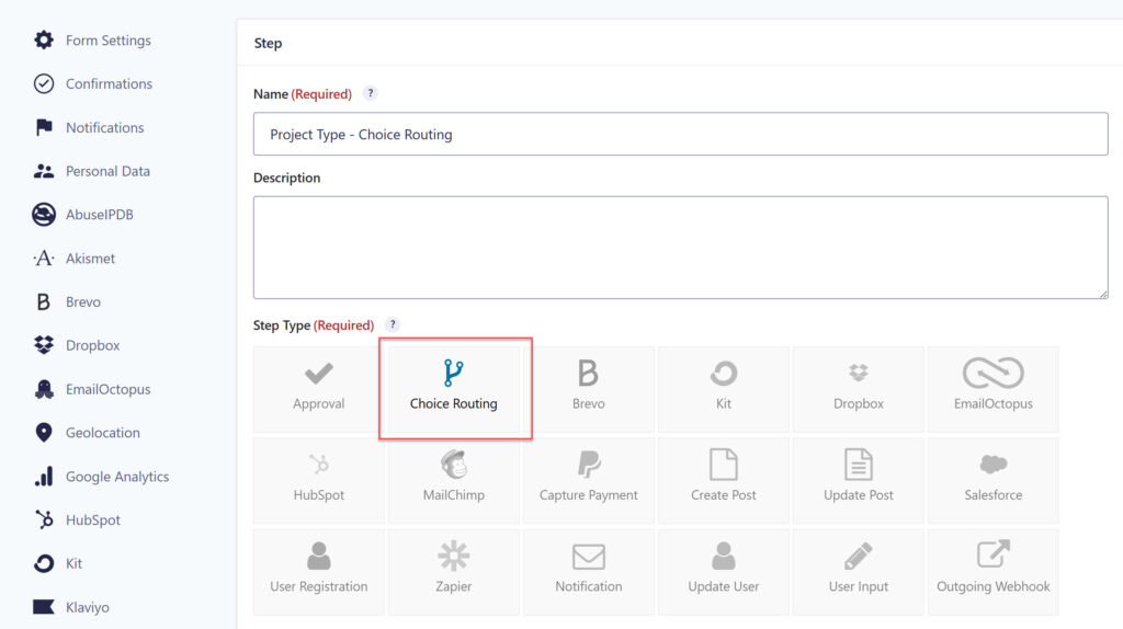 Project Type - Choice Routing